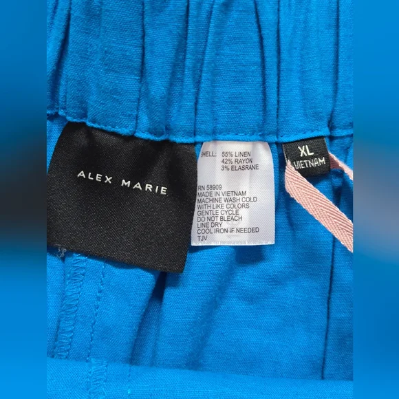 Alex Marie Azure Blue Linen-Blend Wide Leg Pants - XL - Picture 6 of 7